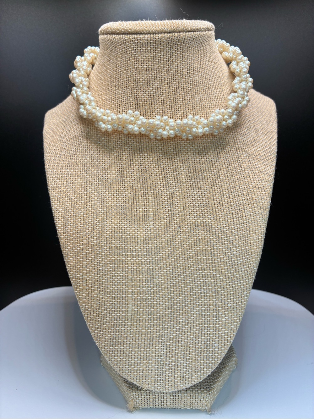 Classic Vintage Signed 1925 Pearl Cluster Choker Necklace - Ivory